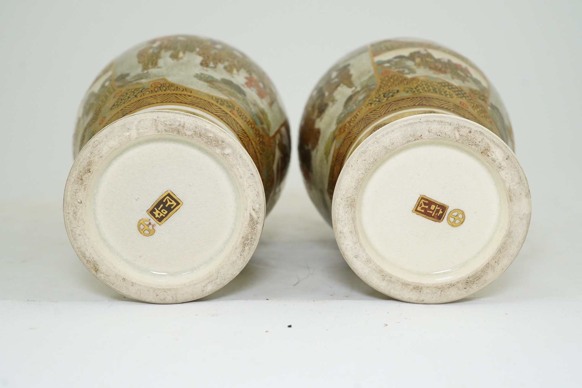A pair of Japanese Satsuma 'dragon' vases, Meiji period